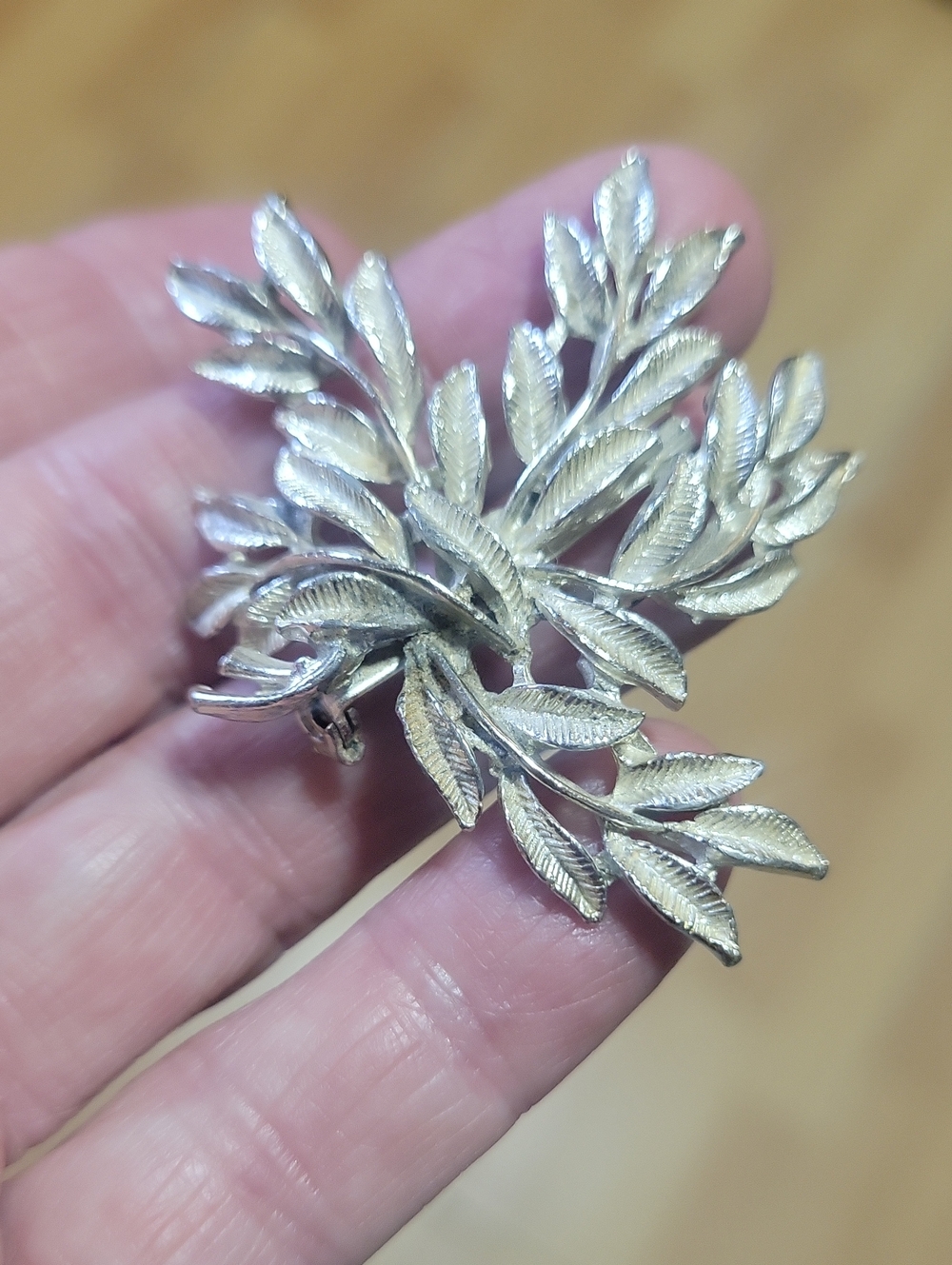 Silver-Tone Leaf Branch Brooch - Elegant Women’s Jewelry